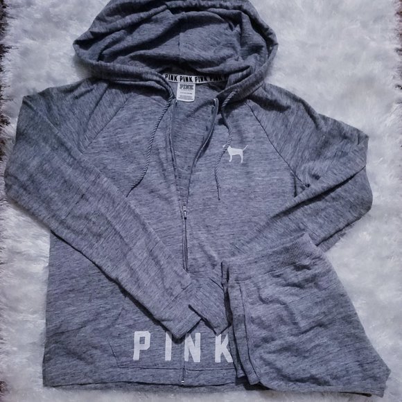 PINK Victoria's Secret Tops - Victoria Secret Hoodie & Shorts Set